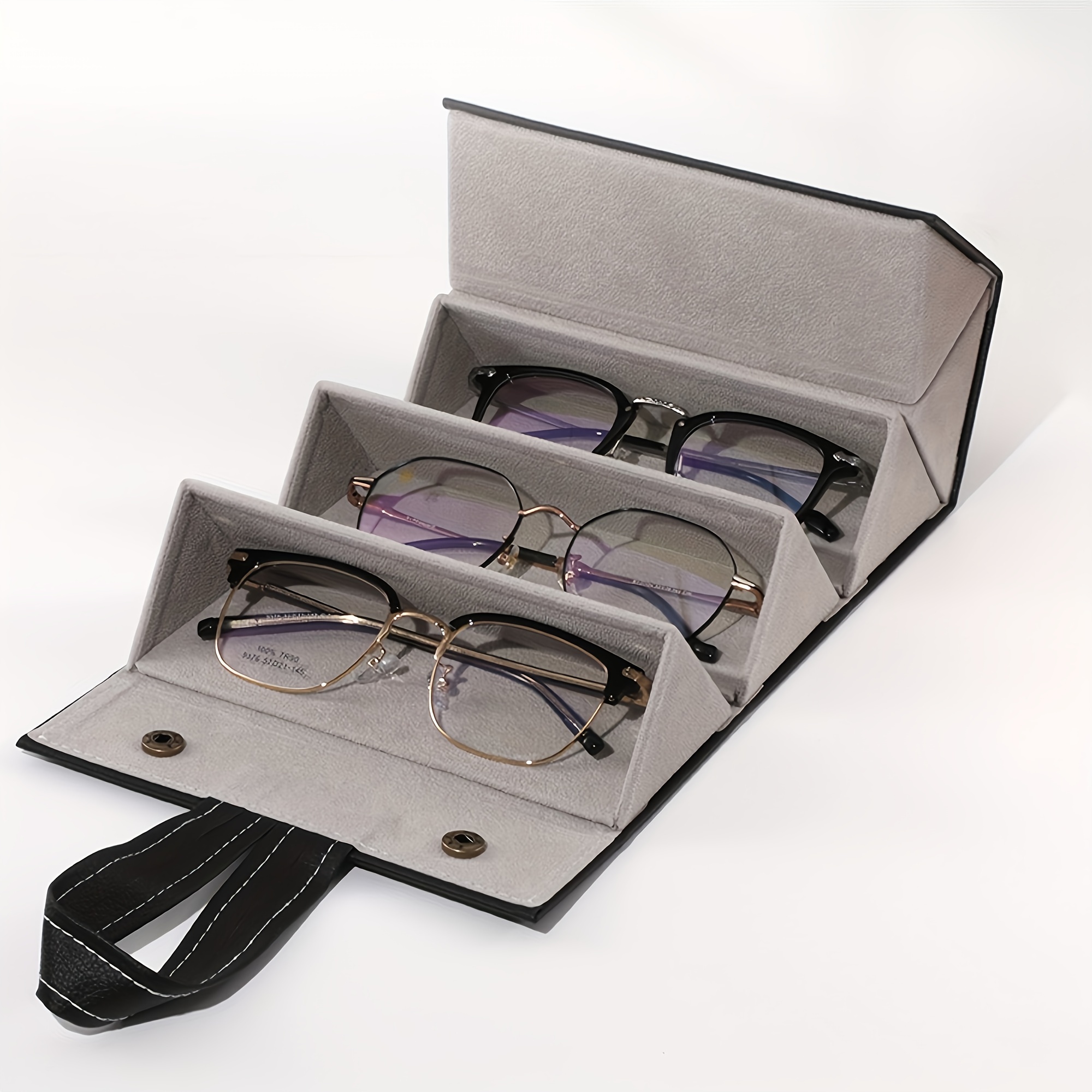 

Sunglasses Storage Organizer - Foldable Travel Case For Multiple Glasses - 4/5/6 Slot Eyeglasses Holder With Hanging Eyewear Display