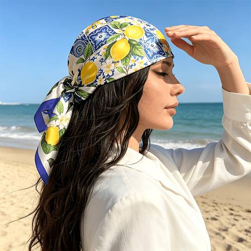 womens headscarf for summer seaside vacation floral scarf versatile decorative small square scarf
