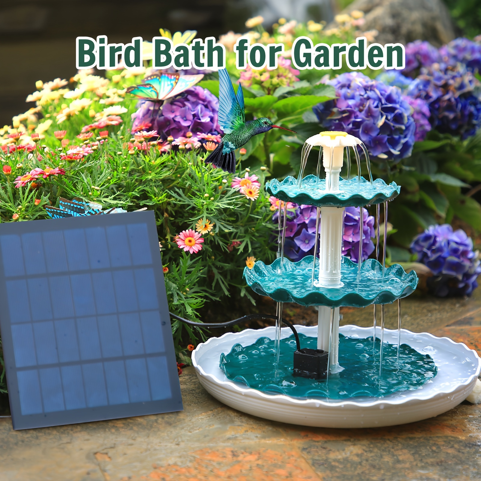 

3 Tiered Bird Bath With 3.5w Solar Pump, Diy Solar Fountain Detachable And Suitable For Bird Bath, Garden Decoration, Outdoor Bird Feeder