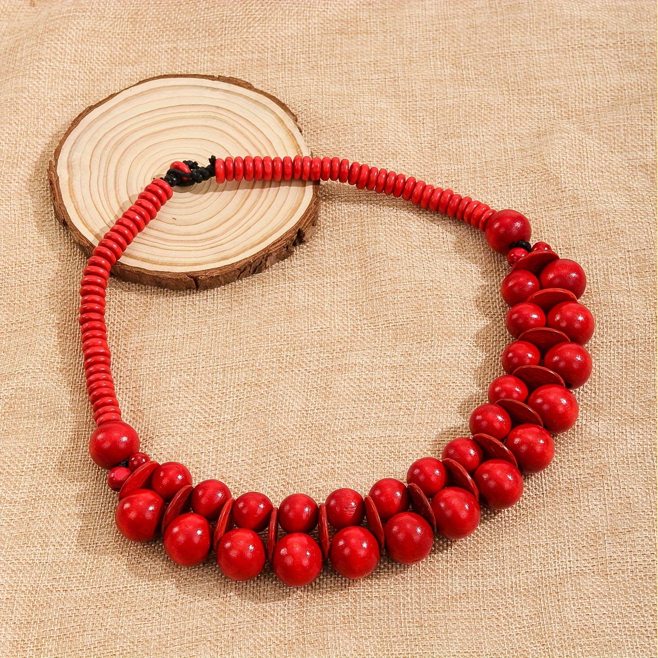 Bohemian Vintage Style Beaded Necklace, Handcrafted