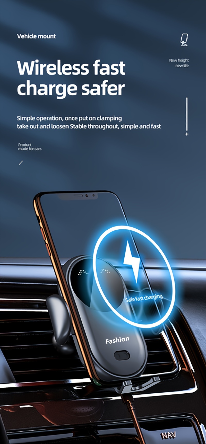 car wireless charger stand auto clamping magnetic infrared smart induction wireless charging station air vent bracket moblie phone holder for iphone 16 15 14   pro   for galaxy s25 s24 s23 ultra for xiaomi car dashboard accessories details 7