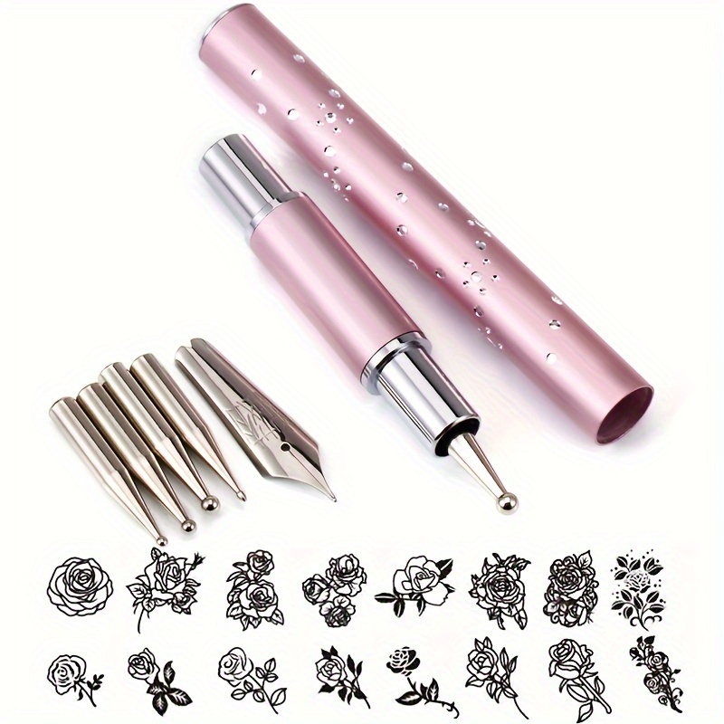 

Nail Pen Pen With Dot Drill Pen, Nail Tool Line Pen, Multi-function Pen With 5 Heads