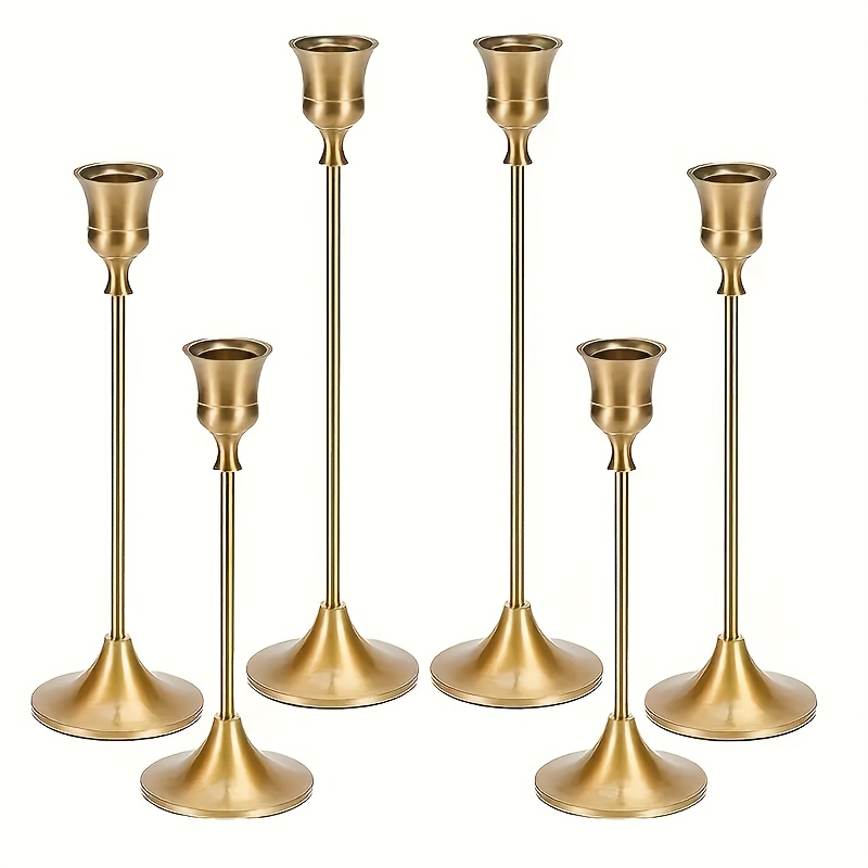 6pcs Metal Candlestick Set - Perfect For Christmas, Halloween, Wedding, Dinner & Party Table Decoration (candles Not Included)
