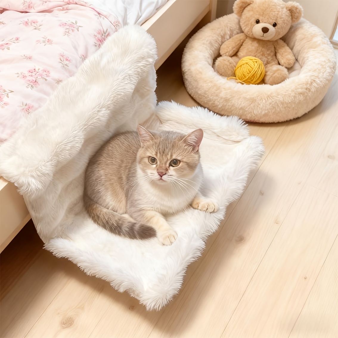 1 hamac moelleux pour chat - lit de couchage pour animal avec coussin doux et housse amovible lavable - tissu en polyester résistant et base antidérapante - installation stable sans perçage - utilisation toute saison pour canapé/bord de lit/appui de fenêtre