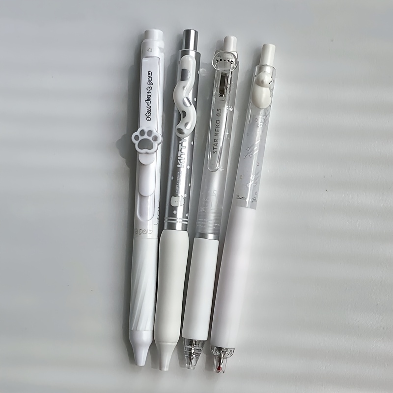 TEMU Lot de 4 stylos gel 0,5 mm à séchage rapide, , prise souple, motif queue de chat et , fournitures de bureau
