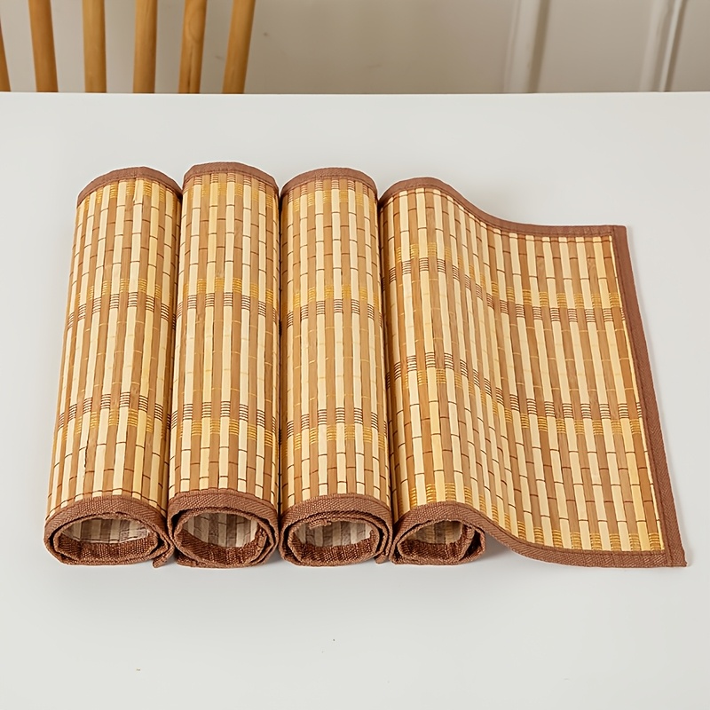 2pcs bamboo insulation mat tablecloth western style mat   protection mat bowl mat   dinner plate mat household cup mat natural