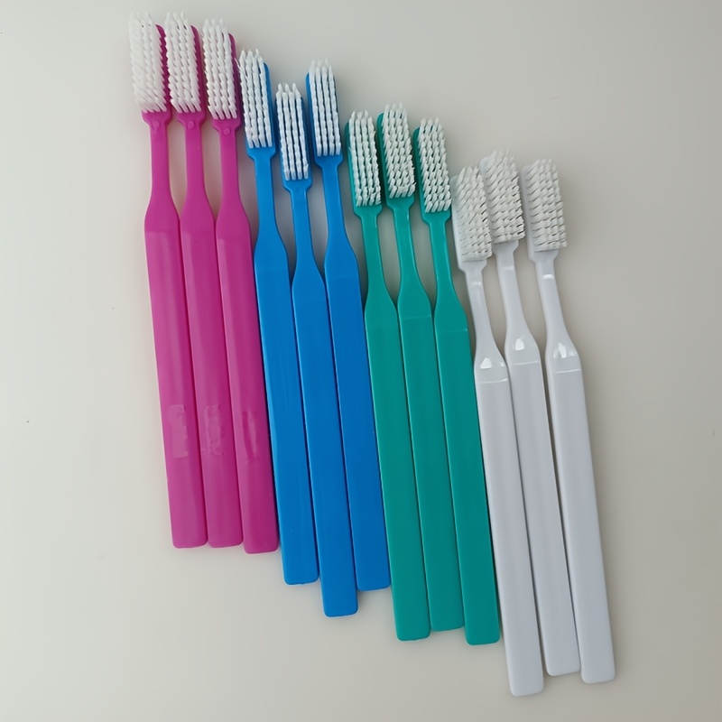 -packed 12 Hard-bristled Toothbrushes In 4 Colors