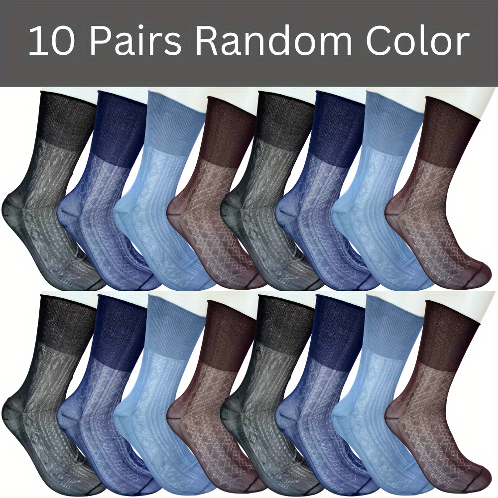E-shop 10 Paar Herren Plus Size Mid-Calf Socken, Atmungsaktive Leichte Bequeme Socken, Herren Strümpfe und Socken