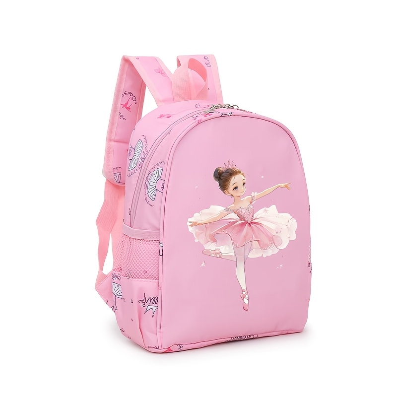 TEMU Customizable, High-quality Backpack, Runs Small, Made Of Nylon, Printed With A Cute, Beautiful, Sweet, And Romantic Cartoon Ballet Pattern.