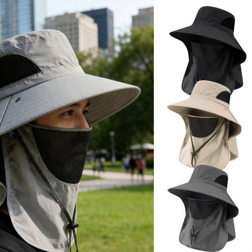 spring summer outdoor bucket hat unisex lightweight and breathable 1pc neck sun hat suitable for fishing hiking and daily outdoor breathable wide brim hat for summer travel in 3 colors
