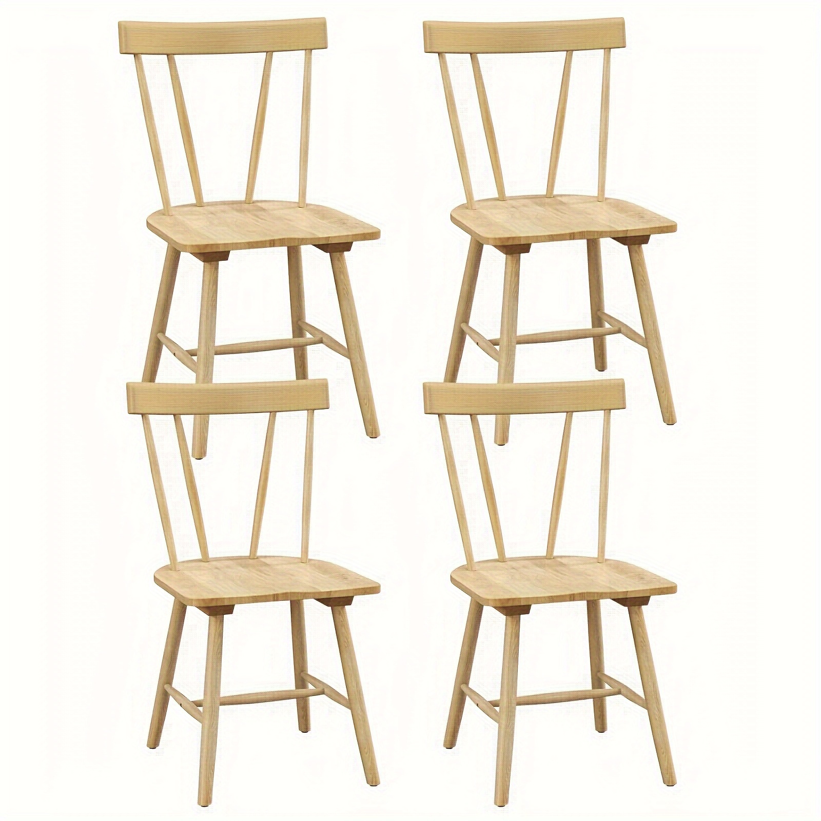 

Set Of 4 Dining Chairs, Chairs, Rubber Wood Dining Chairs With Spindle Back, Wide Seats, Anti-slip Foot Pads, Armless Wood Dining Side Chairs For Dining Room, Kitchen