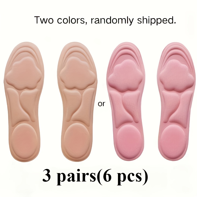 3 Pairs (6pcs) Of Women's Soft Sponge Insoles, With Thick Texture And Soft, Breathable , Making An For Daily Use. ( Color Difference, Random Color)