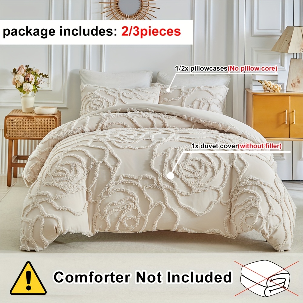 Spring And Summer New Tufted Duvet Cover Set 2/3pcs Set (1 Duvet Cover And 1/2 Pillowcases), Beautiful, Easy And Fashionable Design, All-Season Bedroom Bedding Duvet Cover