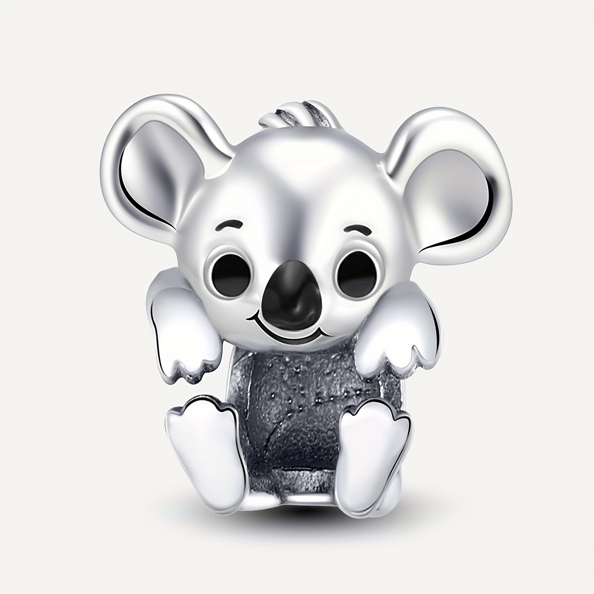 Image of 1pc Cute Koala Diy Bead, 925 Silver Plated Bead Fit Bracelet Bangle, Jewelry Making Accessories Birthday Valentine's Day Mother's Day Gift For Women