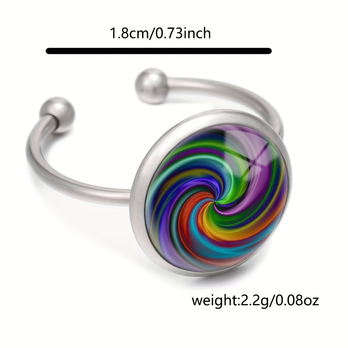 TEMU 1pc Elegant Stainless Steel Ring With Colorful & Glass Inlay, Parties & Casual Attire, December Birthstone