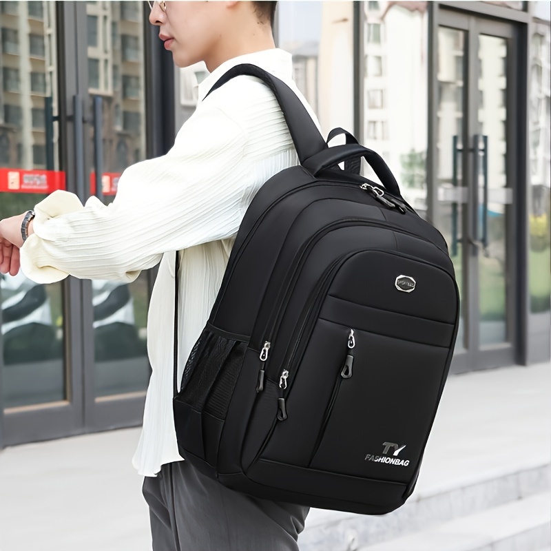 

1pc Casual Travel Large Capacity Backpack, Outdoor Sports Zipper Backpack, Lightweight Business Shockproof Laptop Bag