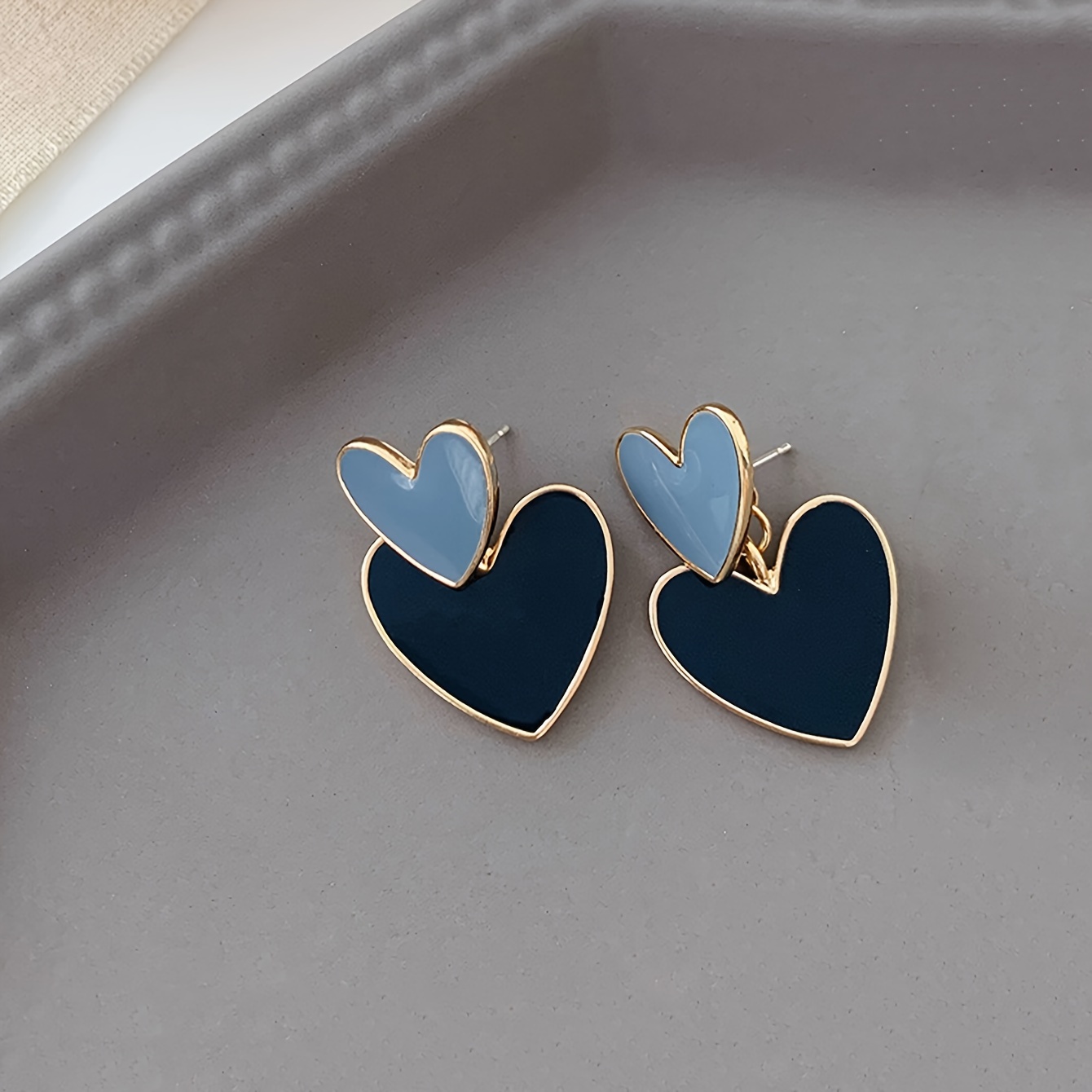 TEMU Juego de 2 pendientes de de esmalte con goteo de capa y reacción de por y por detrás, accesorios de oreja de moda para mujer para otoño/invierno