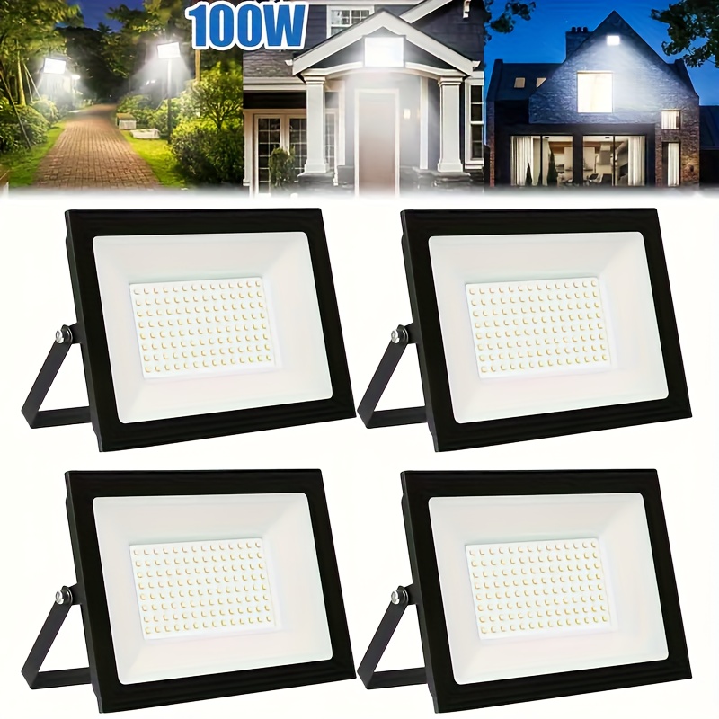 TEMU 1-4pcs 100w Led Floodlights, Outdoor Floodlights, Outdoor Safety Lights, 6500k Daylight White Floodlights Suitable For Courtyards, Gardens,