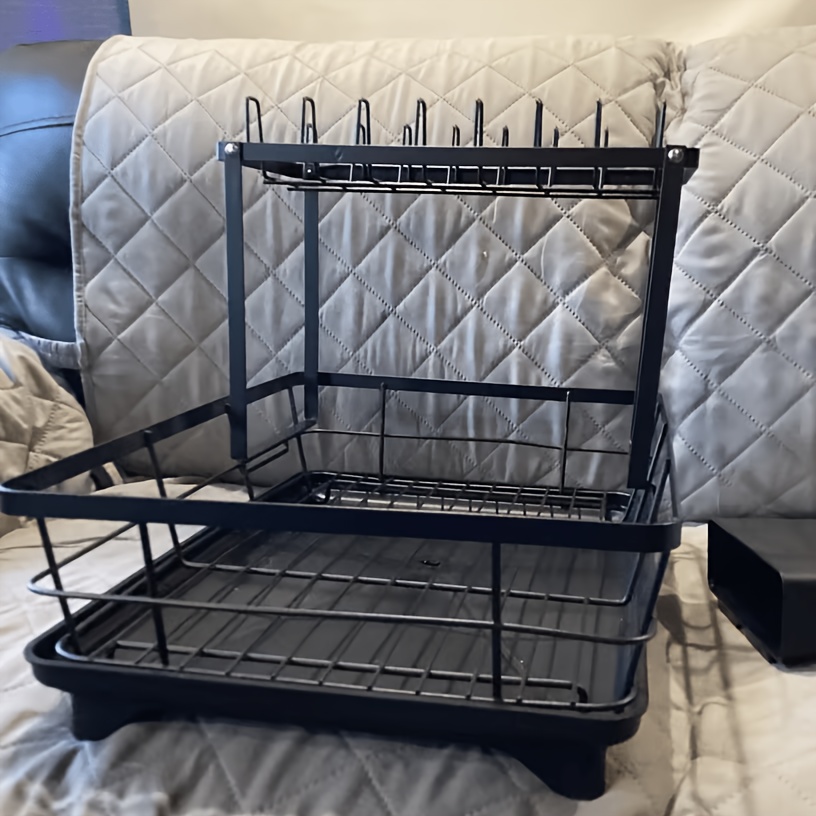 TEMU Double-layer Kitchen Storage Rack - Metal Dishes With Drainage Function, Tableware Stand Suitable For Bowls, Cups, Cutting Boards. Perfect Gifts