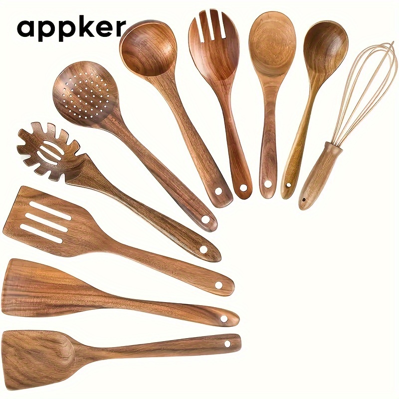 

Appker 10pcs Wooden Cooking Utensil Set - , & Safe For Stirring & Baking - Ideal For Home Kitchens & Restaurants