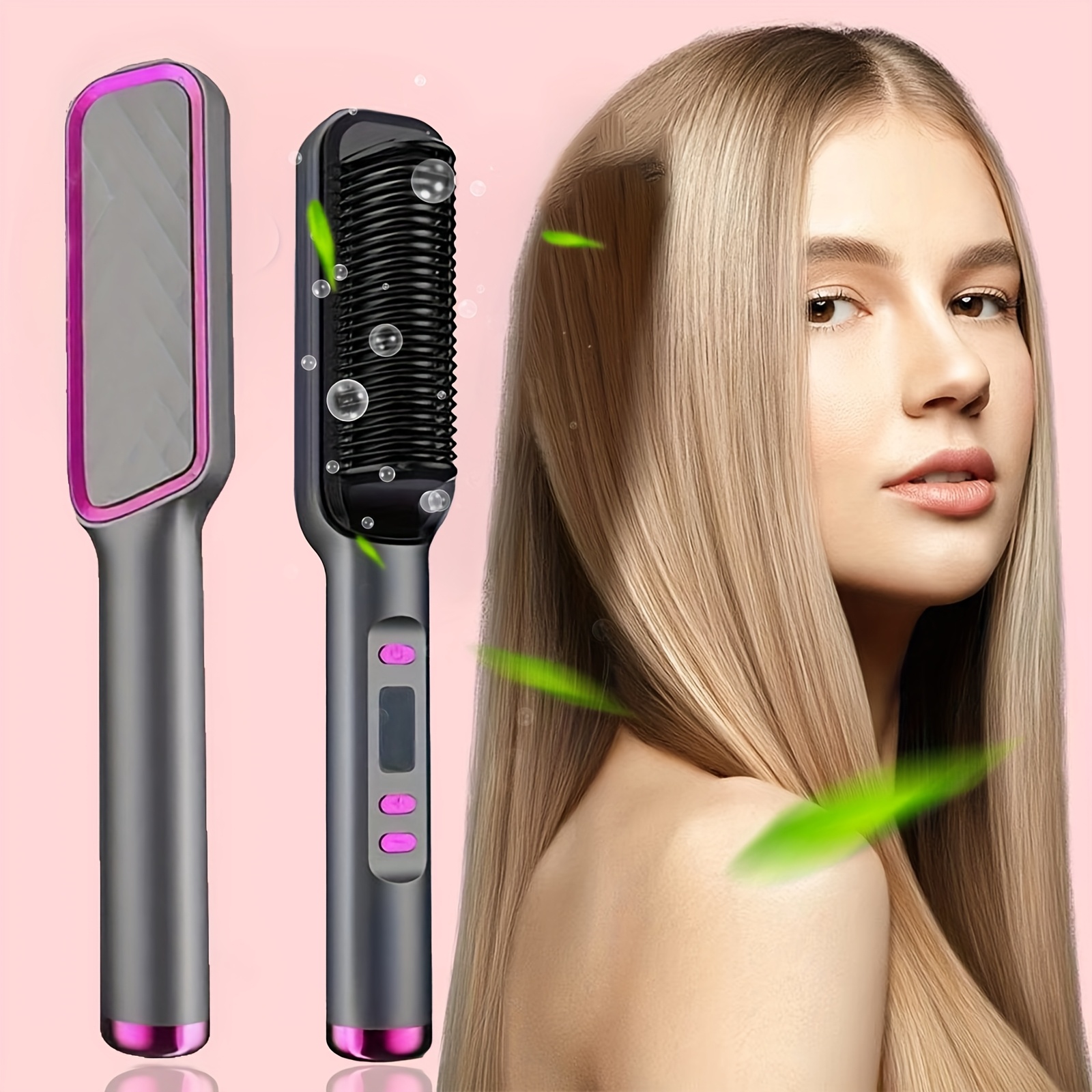TEMU Electric Hair Straightening Brush, Fast Hair Straightening Comb, Adjustable Temperature, Fast Styling Tool, Suitable For Use