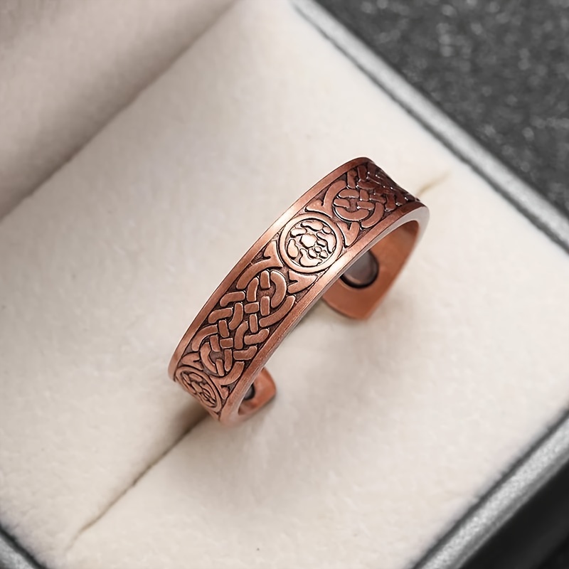 Copper Geometric Cloud Pattern Open Cuff Ring, Daily Wear Accessory