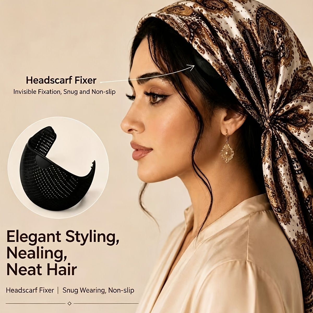 TEMU Bandeau -dérapant de base pour foulard frontal, serre-tête invisible pour fixer les cheveux, accessoires pour cheveux couture et antidérapants