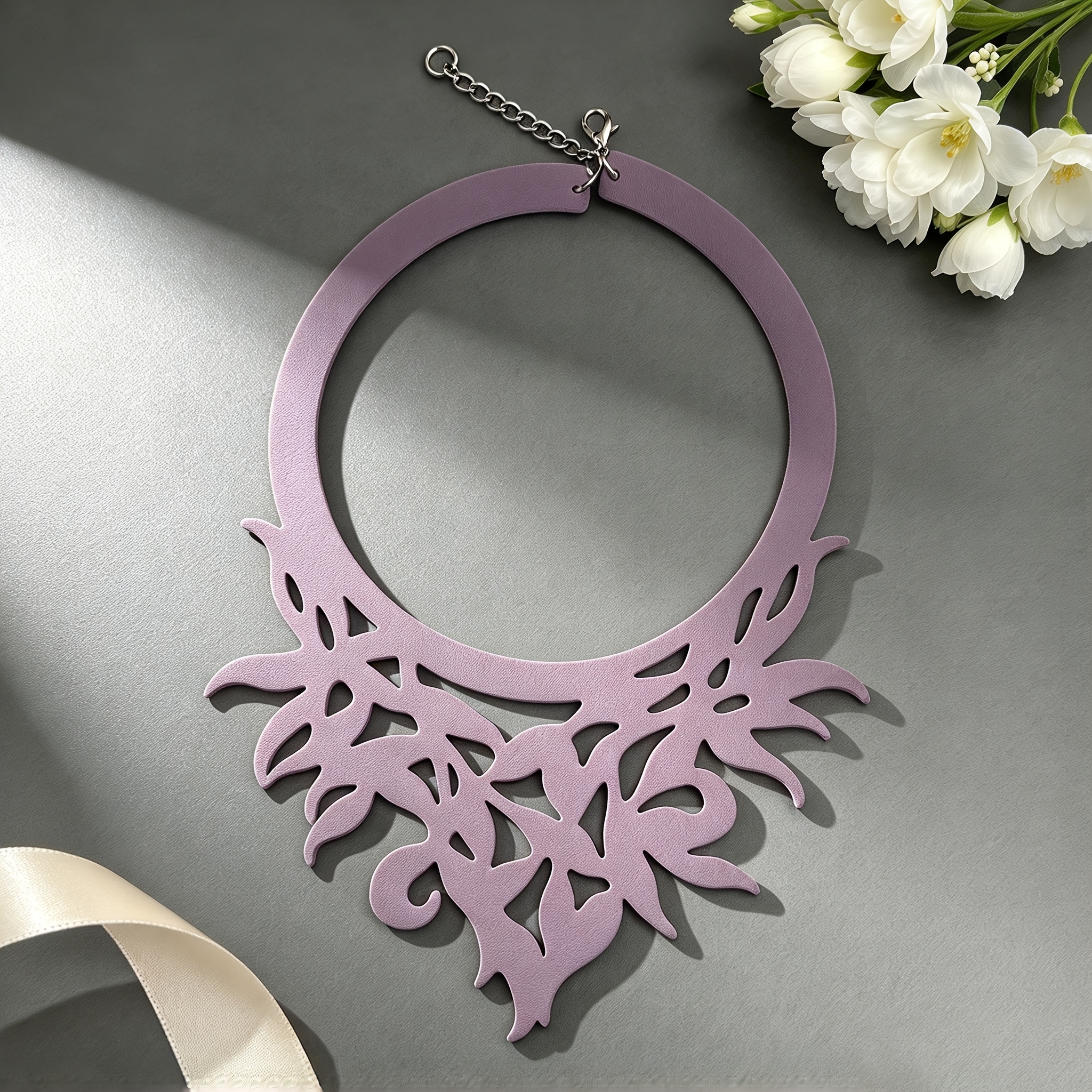Gothic Hollow-Out Floral & Leaf Double-Layer Choker Necklace
