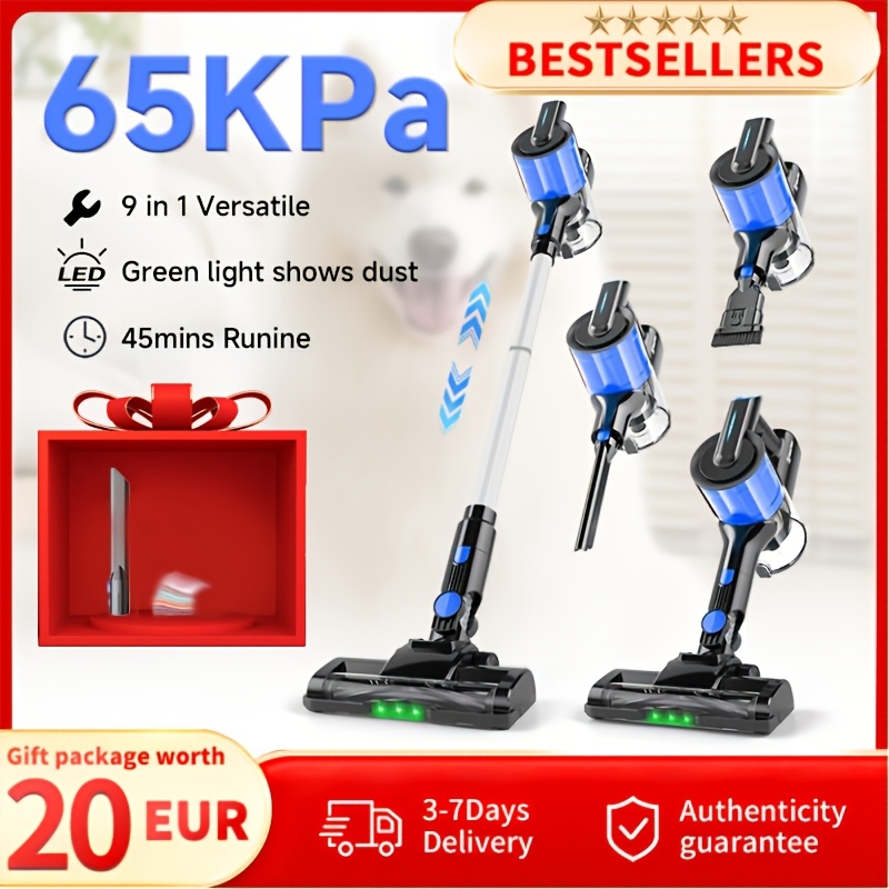Home Upright Vacuum Cleaner With 65kpa Powerful Suction, Large-capacity Dustbin, Led Display, Detachable Battery. Suitable For Carpets/pet Hair/car Interior Cleaning