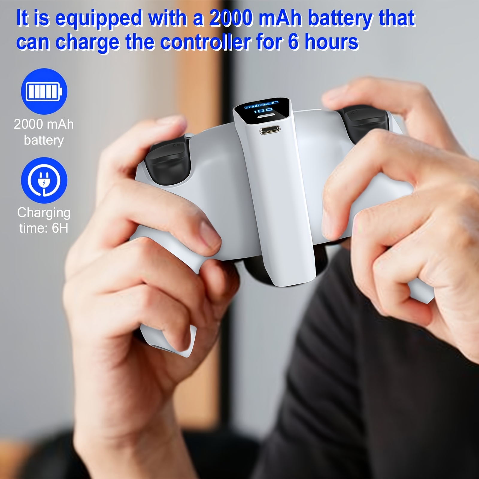 1 built in high capacity 2000mah battery for ps5 controller percentage power display small size does not     to play games add   of gaming time   game gift Product details 1