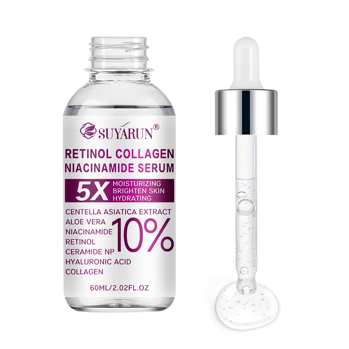 Image of Suyarun 5x Strength Retinol And Collagen Serum, Luxury Collagen Firming , Niacinamide, Hyaluronic Acid And Centella For , 72h Hydration, Lightweight Texture, Non-greasy. Dry Skin