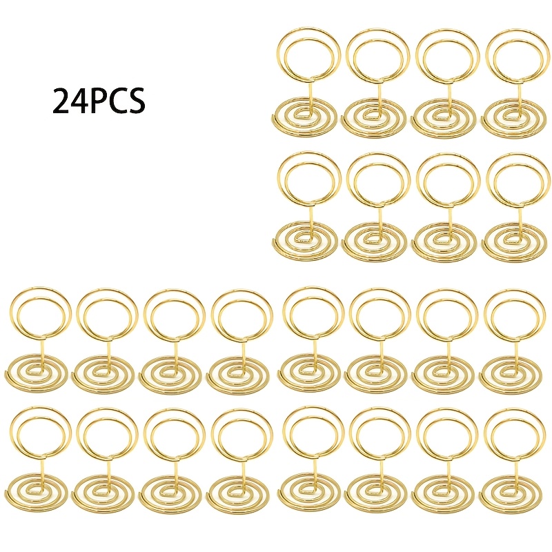 TEMU 24pcs Metal Tabletop Name Card Holders, Holiday Decoration Card Holders, Wedding Party Greeting Card Holders, Golden Round Memo Clips,halloween,
