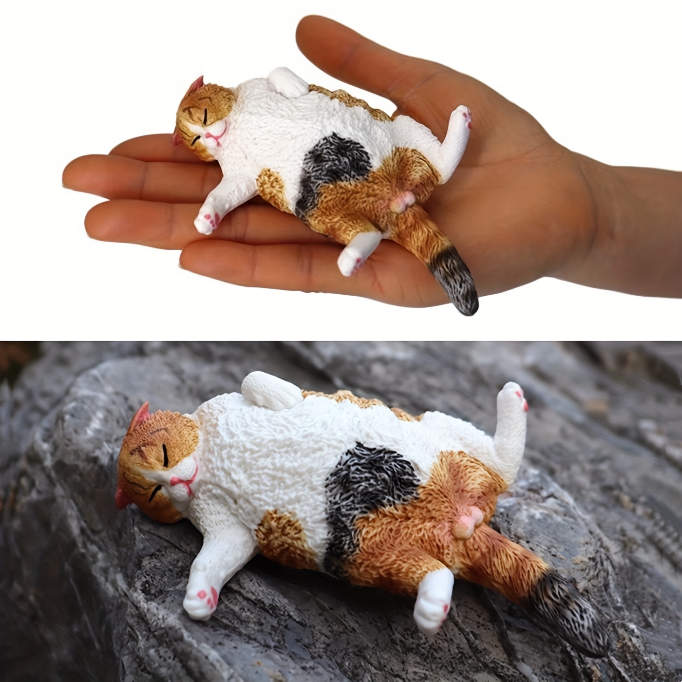 Realistic Sleeping Persian Cat Plush Toy Soft PVC Stuffed Animal