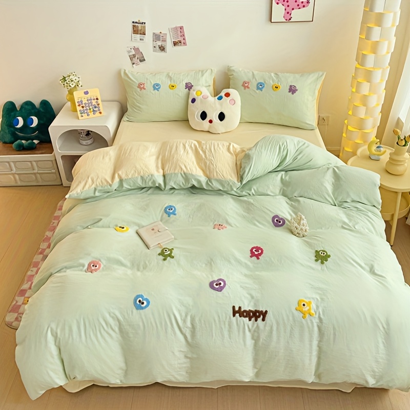 bedsheet set fitted sheet pillowcases garterized bed Temu