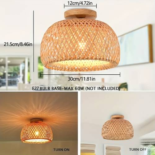 1pc tropical woven ceiling light e27 bulb base diameter 30 81 inches hallway kitchen and bedroom lighting fixtures without bulb