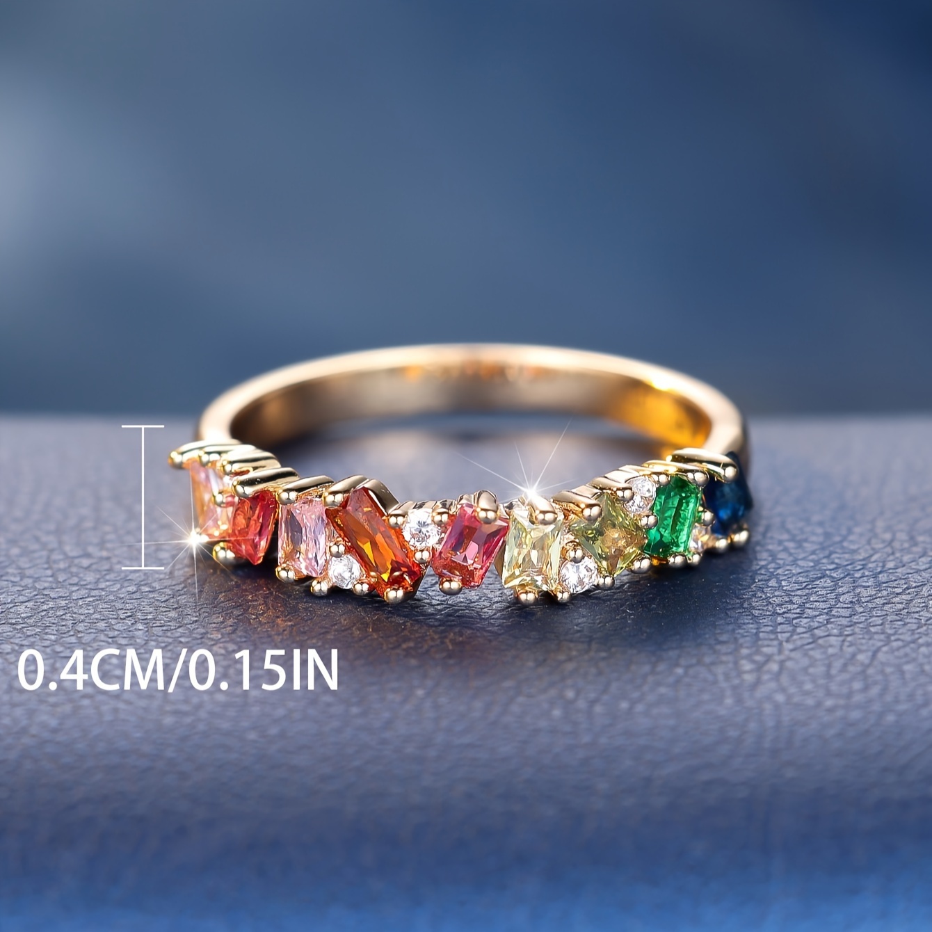 Fashionable and Luxurious Rainbow Synthetic Zirconia Ring for Elegant Women's Daily Wear