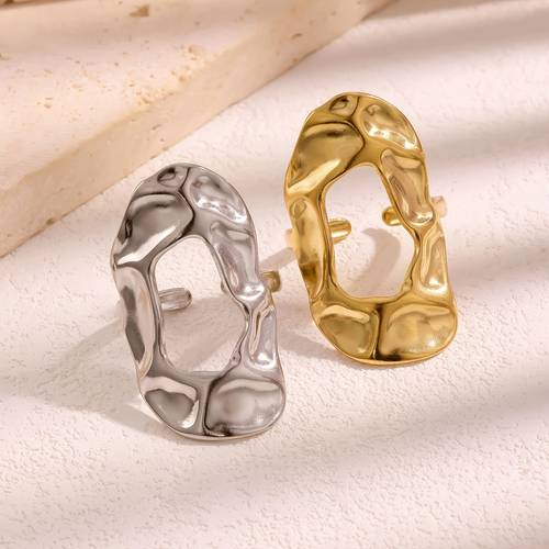 bague ovale ouverte de style baroque exagéré, , large, bague de tempérament, cadeau pour femmes, bijoux pour femmes, bague pour femmes, bague en acier inoxydable, bijoux en acier inoxydable, ajouts polyvalents, convient pour un , les vacances