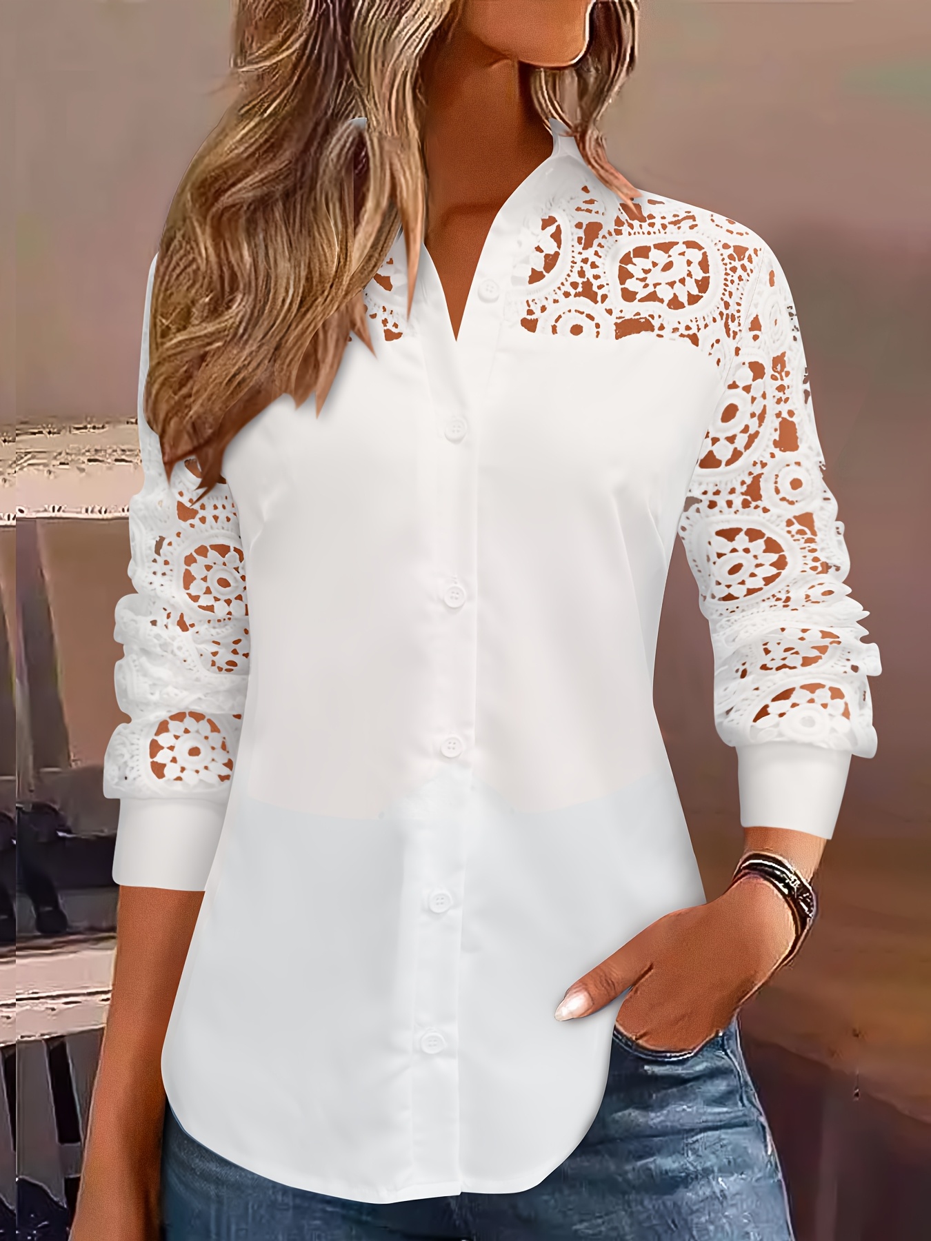 Ladies' Perfect Blouse Long Sleeve - Peri Blue main image 1