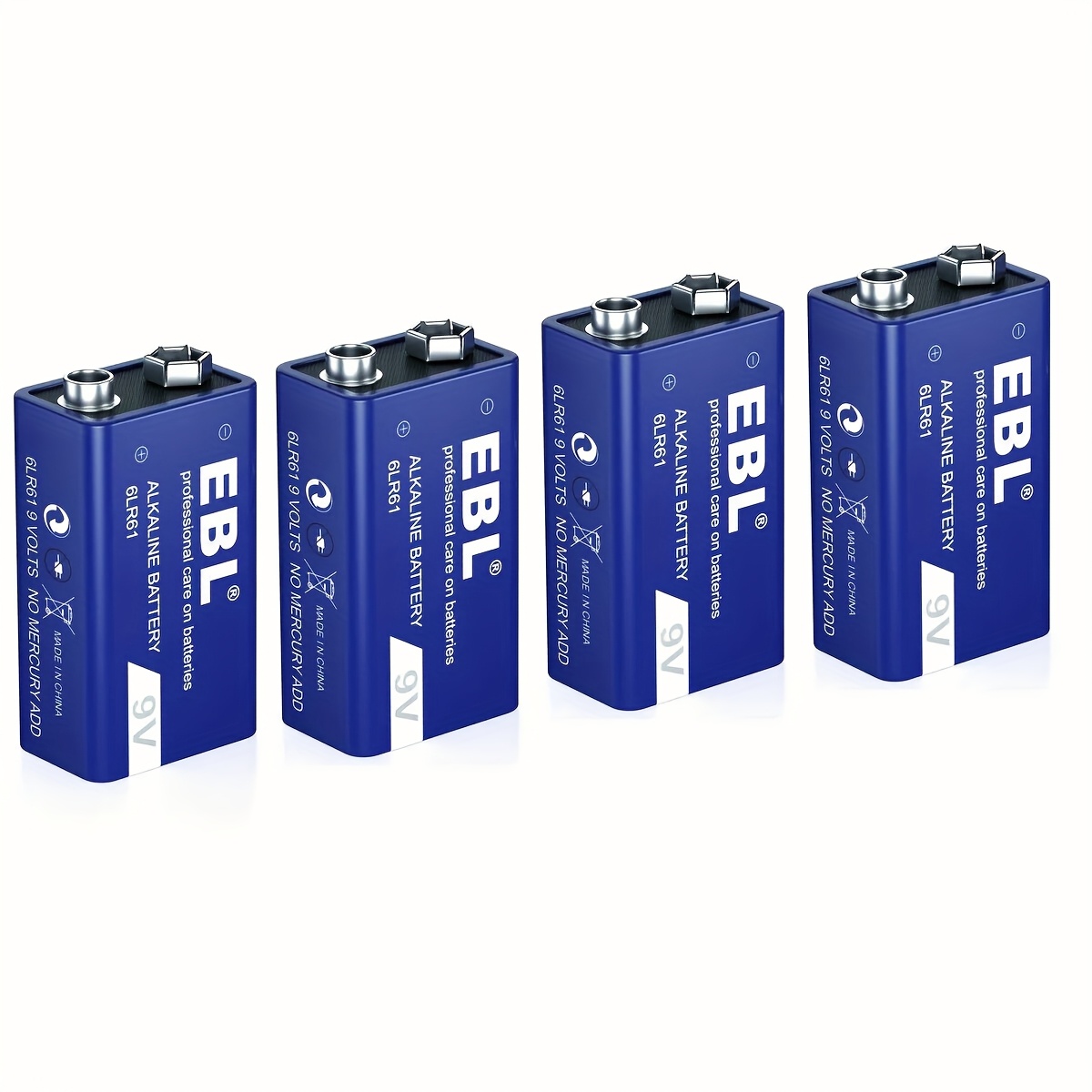 TEMU Ebl 9v Battery 6lr61 Batteries Ultra Long Leak Proof And Power For Household Devices, Emergency , Outdoor, Electronic Devices, And Solar/wind