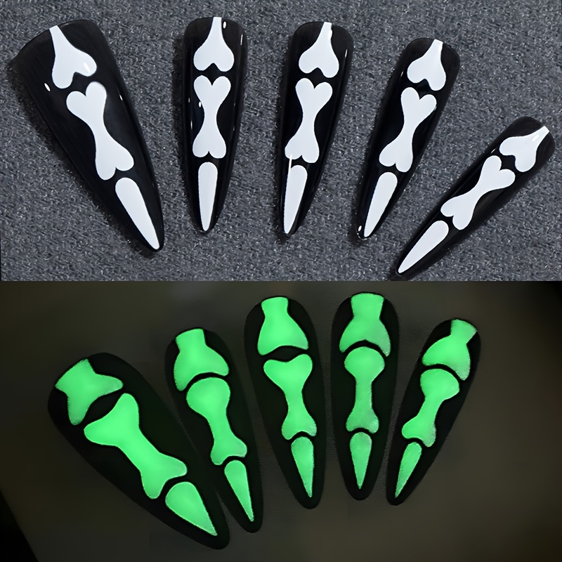 

24pcs Luminous False Nails, Smooth Full Coverage Medium And Long Teardrop Shape False Nails With Jelly Stickers, Glow In The Dark False Nails