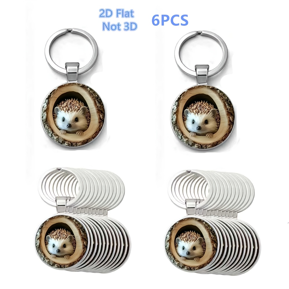 TEMU 2d Flat, Hedgehog Element Metal Keychain, 6pcs Colorful Round Keychain Charms - 2d Flat, Not 3d Car Keychain Charms, Bag Keychain Charms,