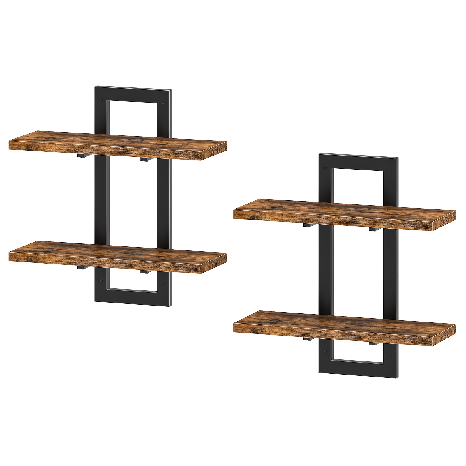 2pcs Floating Shelf Set - 38 Cm X 2-tier Wall Shelf, Suitable For Bathroom, Living Room And Kitchen, , Floating Shelves