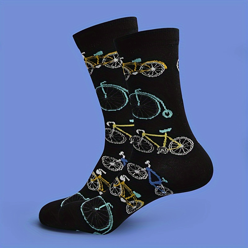 

Bicycle Print Socks, Novelty & Stylish Mid Tube Socks, Women's Stockings & Hosiery