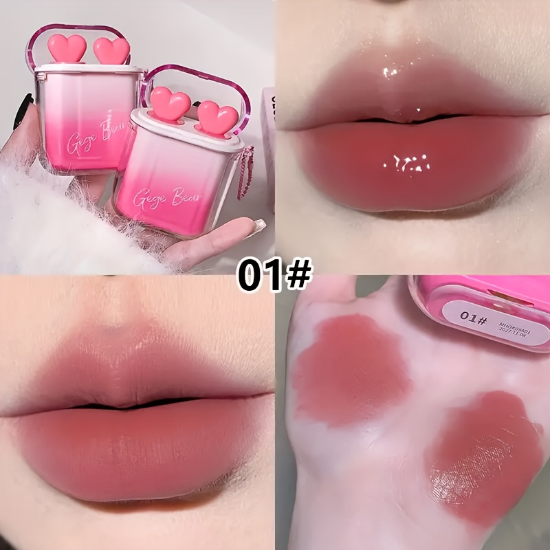 gorgeous bear lip gloss set 2 in 1 matte gloss     shaped case with ears design long lasting moisturizing lipstick ideal for gifting glossy lips   lip product glossy   details 4