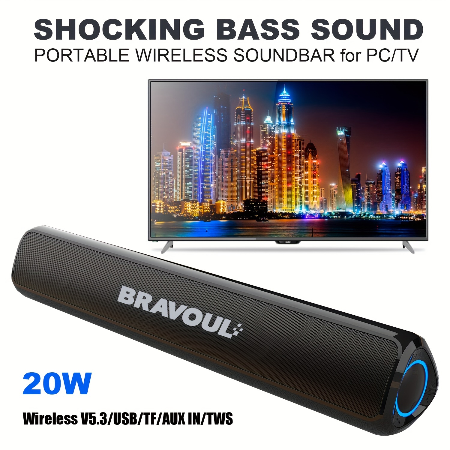 Bluetooth Barra Sonido Con Wired Usb Subwoofer Para Pc/tv –