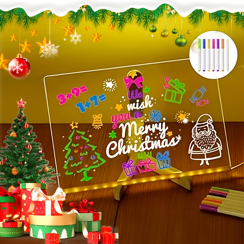 1pc usb-powered led light-up drawing board with stand - birthday party decorations, message board, drawing board, usb-powered led lighting for home, office, classroom, birthday party decor - no batteries needed, portable desk organizer gift for artists & students, office desk accessory,   design, button control operation, light up cake topper, lamp for bedroom, night light Product details 7