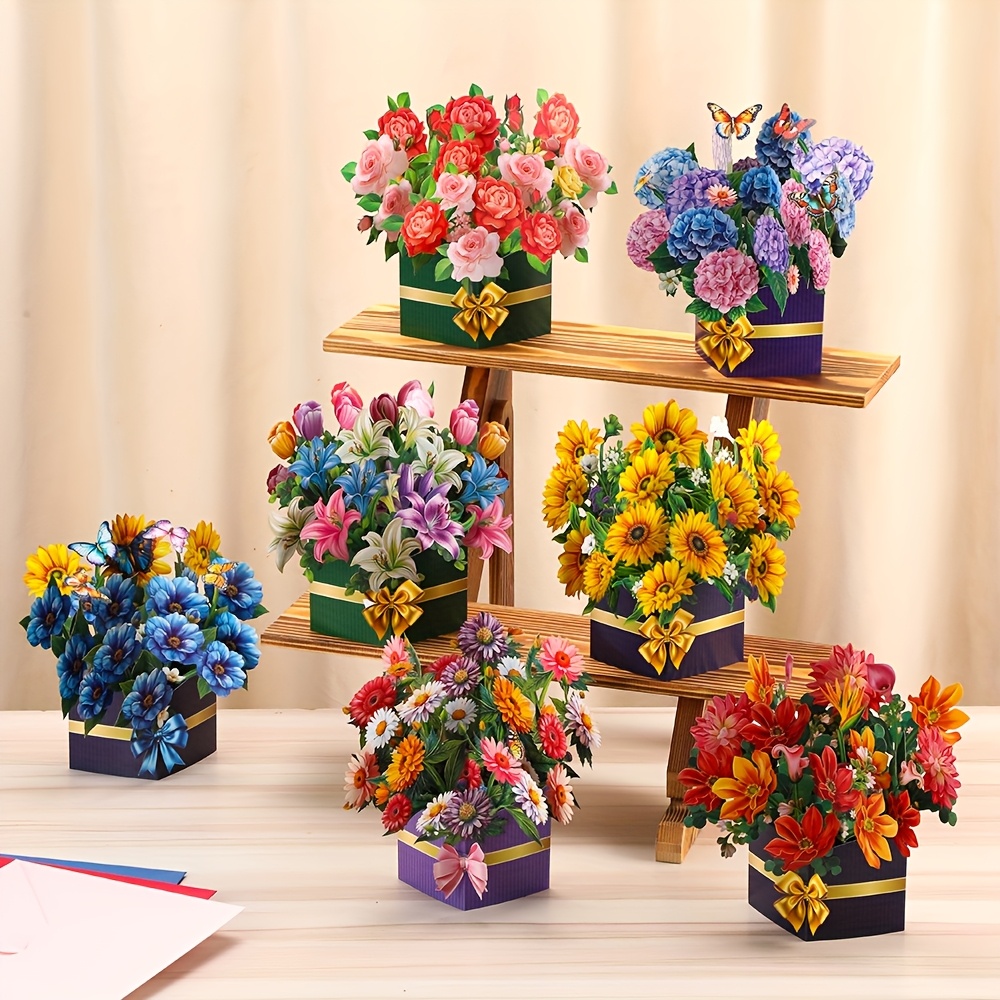 vibrant 3d   up   greeting card with envelope colorful bouquet design for mother s day anniversaries birthdays graduation and home decor