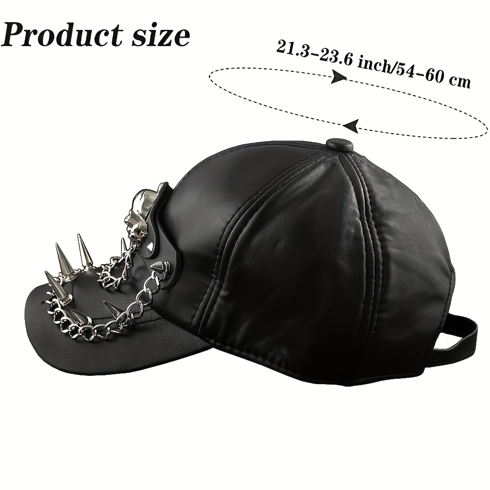 cool spike goth skull pu leather bassbal hat mens - Temu