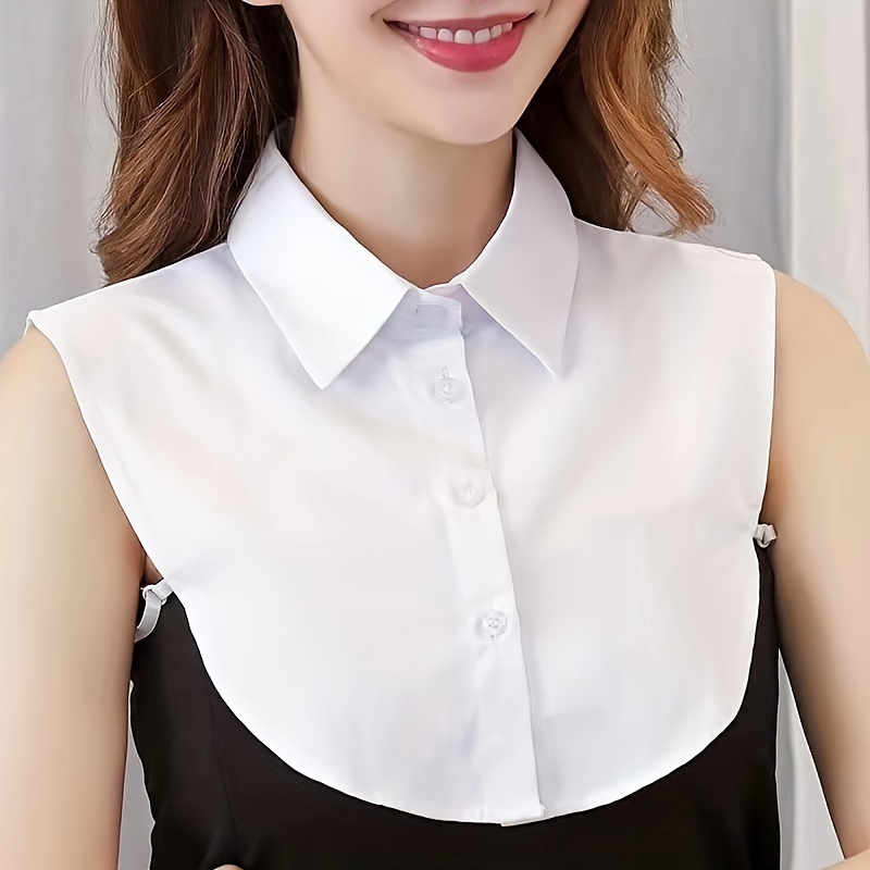 Spencer 2Pcs Fake Collar Detachable Dickey Collar Blouse Half Shirts Lace  Elegant False Collar for Girls and Women (Black& White Lace)