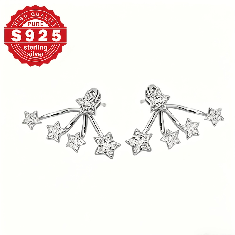 Women's S925 Sterling Silver Stud Earrings with Synthetic Zirconia